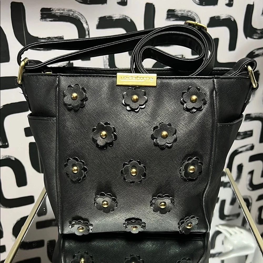 Liz Claiborne Black Crossbody Bag with Gold Accents